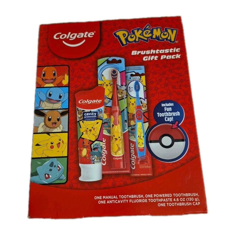 Colgate Pokémon Brushtastic 3pc Gift Pack W/Electric Toothbrush Exp 6/26 Sealed!